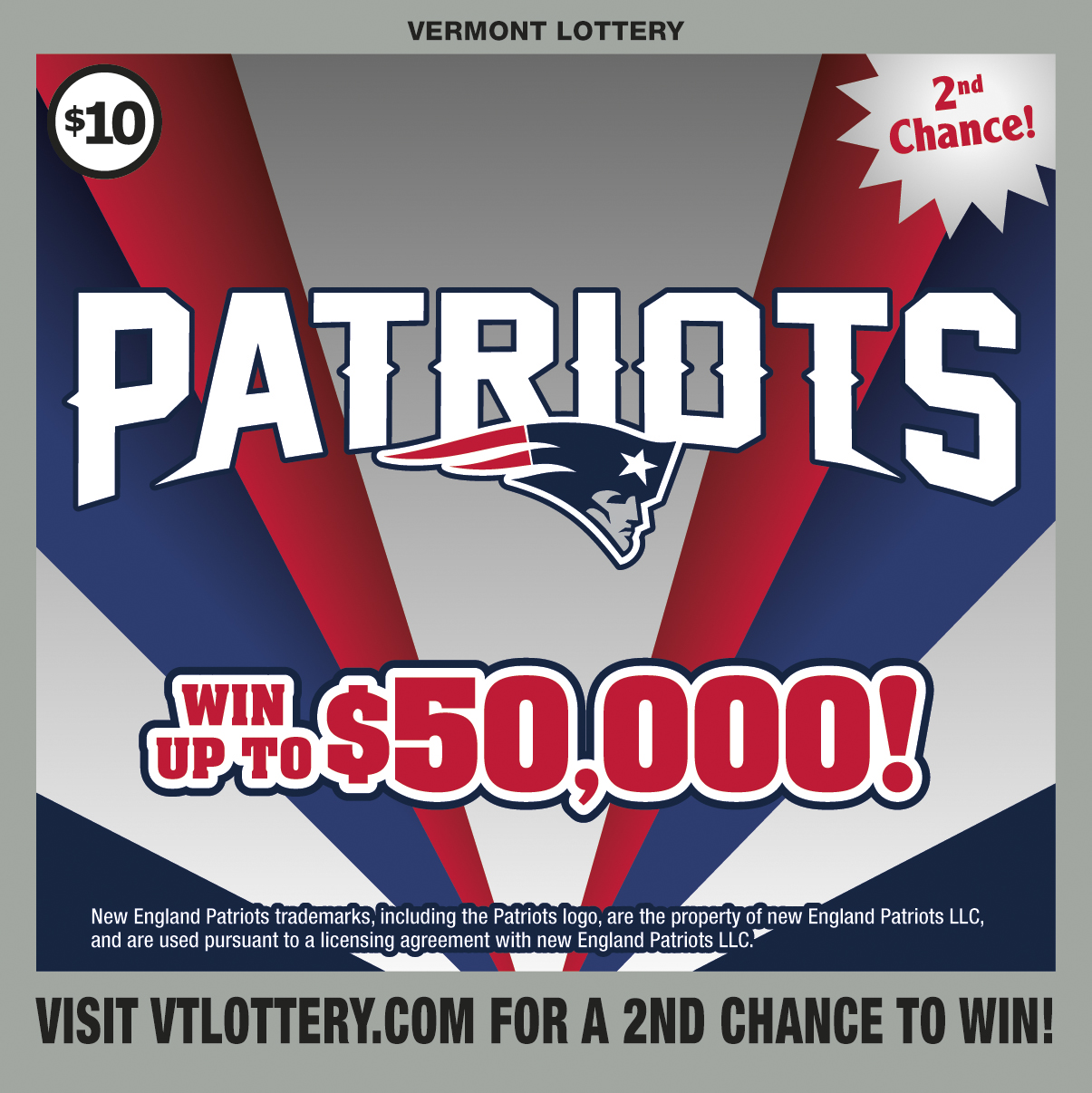 Patriots — $10 Vermont scratch-off ticket